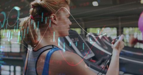 Fitness Enthusiast in Gym Analyzing Digital Market Trends