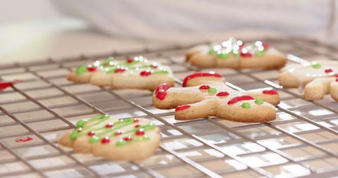 Festive Sugar Cookies on Cooling Rack in Home Kitchen