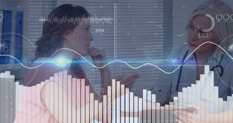 Doctor and patient consultation with data overlay analysis