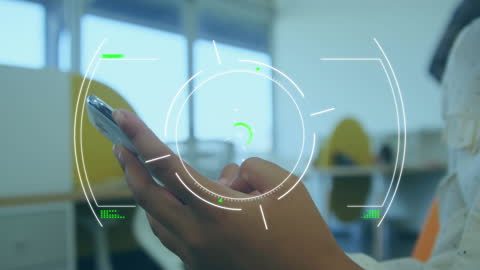 Hand-held Smartphone with Digital Scan Animation