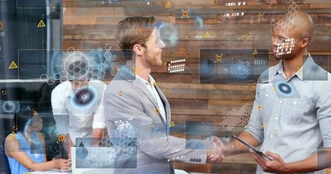Shaking Hands Over Holographic Interface Signaling Tech Partnership and Collaboration