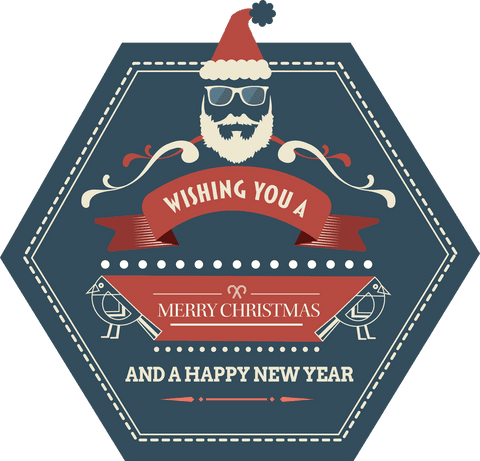 transparent christmas greeting with hipster santa in hexagon frame - Download Free Stock Videos Pikwizard.com