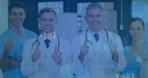 Medical team enthusiastically adopting modern healthcare solutions