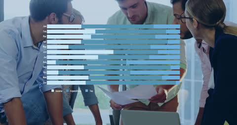 Animated Data Visualization Over Office Meeting