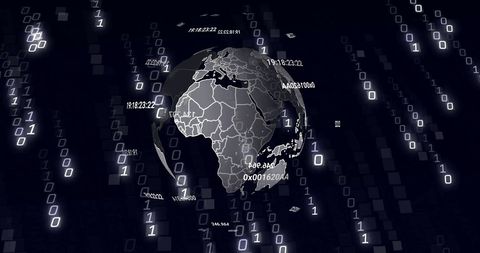 Digital Globe with Binary Code Overlay Representing Global Data Processing - Download Free Stock Images Pikwizard.com