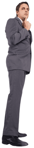 Confident Businessman Thinking with Transparent Background