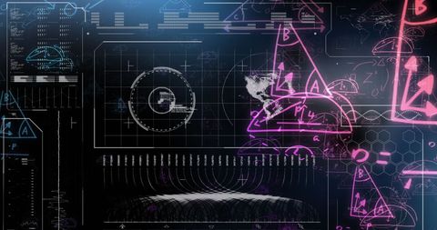 Abstract Digital Mathematical Interface with Data Elements - Download Free Stock Images Pikwizard.com