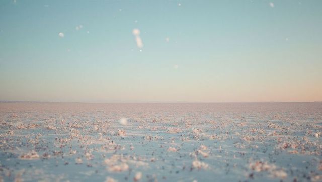 Desolate Frozen Landscape Under Soft Gradient Sky