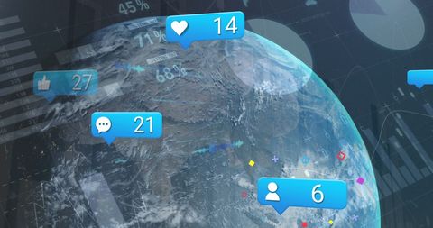 Social Media Networking Over Global Earth Concept - Download Free Stock Images Pikwizard.com