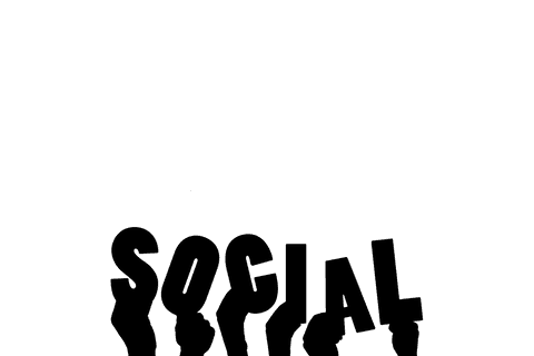 Transparent Digital Hands with Social Media Text Illustration