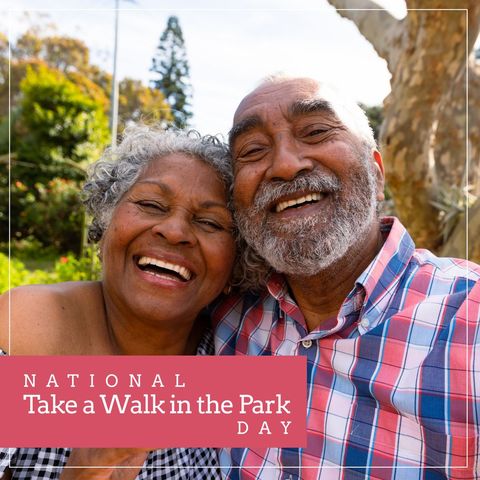 happy senior couple enjoying park for walk in the park day - Download Free Stock Templates Pikwizard.com