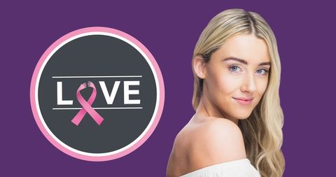 Breast Cancer Awareness Theme with Love and Pink Ribbon