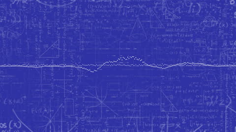 Digital Visualization of Mathematical Patterns and Graphs on Blue Background