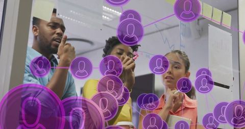 Collaborative Team Brainstorming and Networking in Modern Office