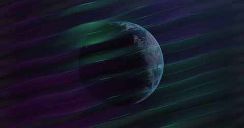 Planet with Fiery Wind Streams in Space, Mystical Cosmic Vibes