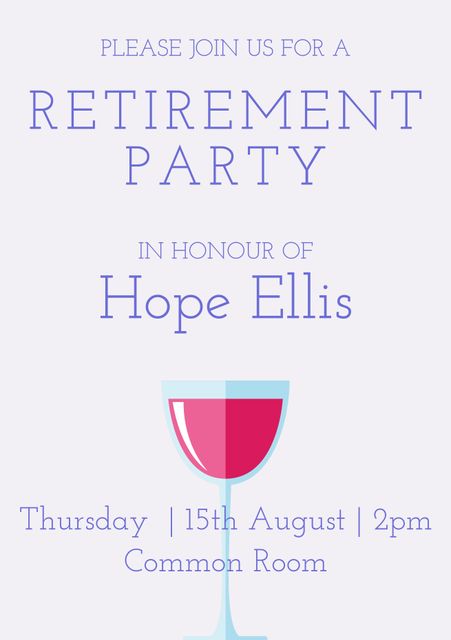 Elegant Retirement Party Invitation Design with Wine Glass - Download Free Stock Videos Pikwizard.com