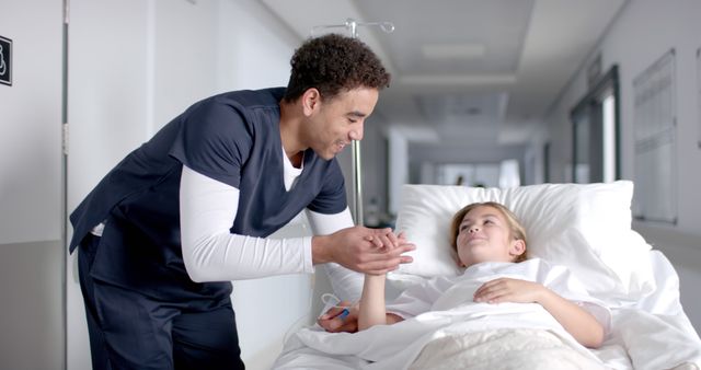 Nurse Comforting Pediatric Patient in Hospital Bed - Download Free Stock Images Pikwizard.com