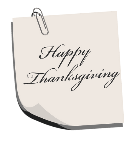 Elegant happy thanksgiving note on transparent background