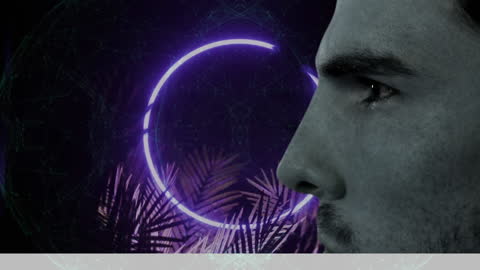 Close-Up of Man with Futuristic Digital Animation