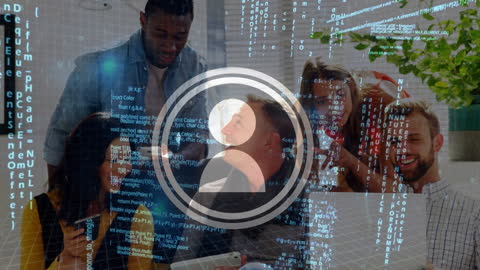 Diverse Team Collaborating in Digital Data Environment