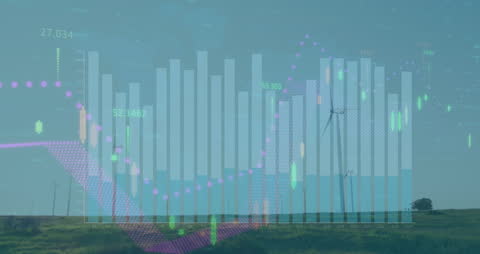 Digital Data Visualization with Wind Energy Background