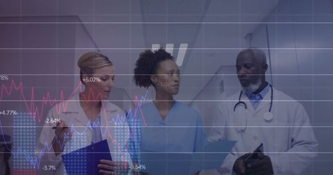 Diverse Medical Team Analyzing Patient Data in Hospital