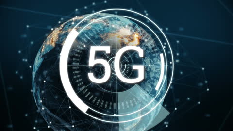 Futuristic 5G Technology Concept with Digital Globe