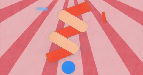 Abstract Geometric Shapes on Textured Pink Background