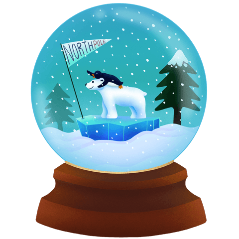 whimsical snow globe with polar bear and penguin, transparent background - Download Free Stock Videos Pikwizard.com