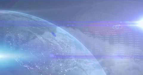 Floating Earth with Digital Grid and Futuristic Lens Flare in Space - Download Free Stock Images Pikwizard.com