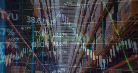 Financial Graphs Overlay on Online Retail Warehouse - Download Free Stock Images Pikwizard.com