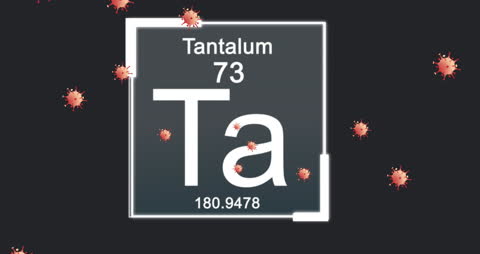 Tantalum Element with Cascading Cells on Black Background