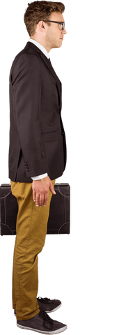 Transparent Young Professional Holding Briefcase Side View