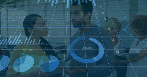 Diverse Team Discussing Business Analytics in Modern Virtual Interface - Download Free Stock Images Pikwizard.com
