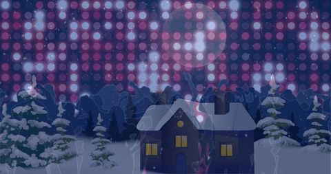 enchanted winter night with glowing house and illuminated sky - Download Free Stock Images Pikwizard.com