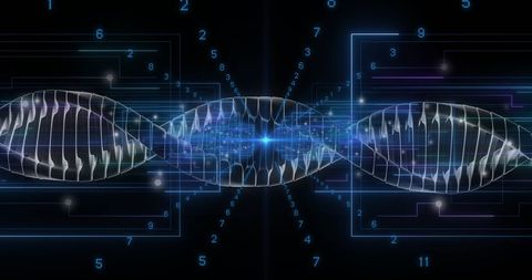 Digital DNA Strand with Network Connections Visualizing Data Flow - Download Free Stock Images Pikwizard.com
