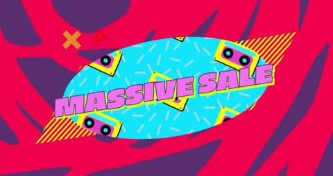 Vibrant 4K Retro Sale Banner with Cassette Tapes