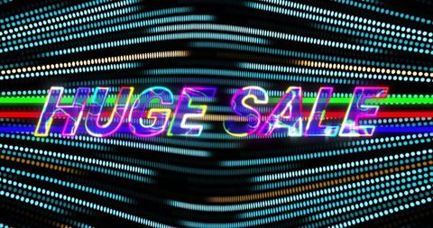 Vibrant neon glitch huge sale digital advertisement