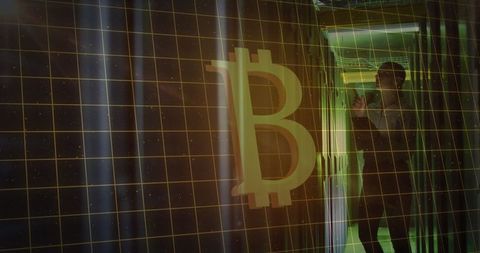 Bitcoin Technology Concept Inside Server Room