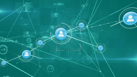 Abstract Digital Network with Data Processing Icons