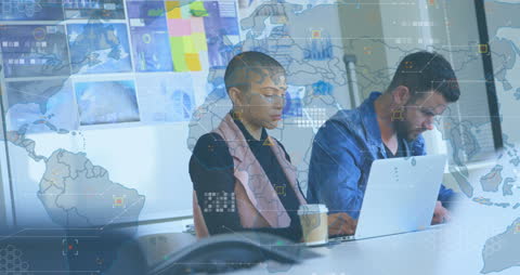 Diverse Team Collaborating with Global Network Overlay