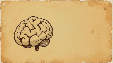 Stylized brain illustration on vintage parchment texture