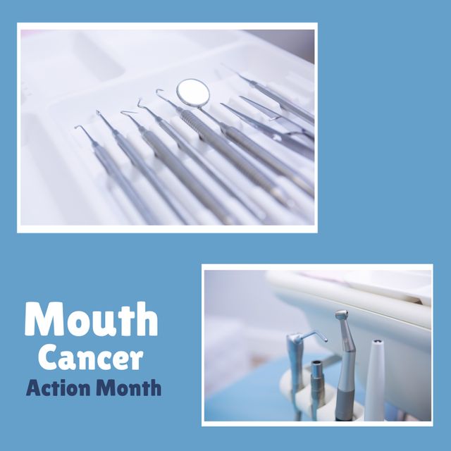 Mouth Cancer Action Month With Dental Tools In Clinic From Pikwizard