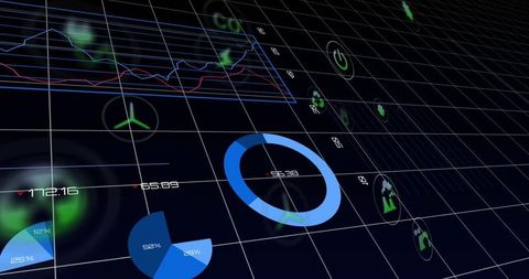 Interactive data dashboards with charts and icons for visual reporting