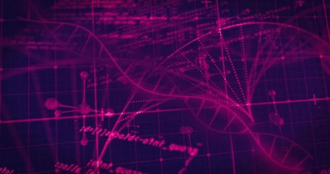 DNA Strand with Digital Data Overlay in Neon Pink Tones - Download Free Stock Images Pikwizard.com
