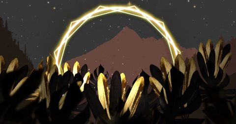 Surreal Fantasy Landscape with Glowing Ring and Abstract Plants - Download Free Stock Images Pikwizard.com