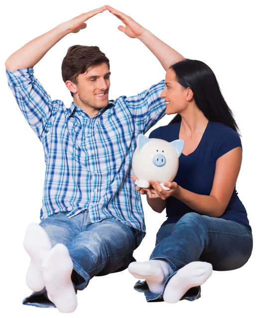 Happy Couple Holding Piggy Bank Together on Transparent Background - Download Free Stock Videos Pikwizard.com