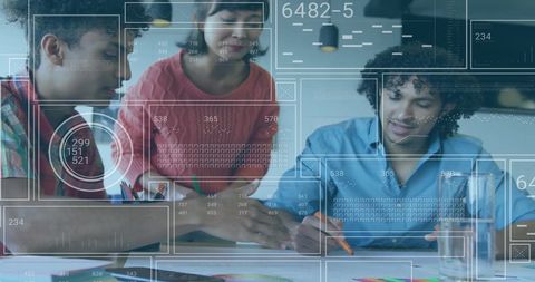 Diverse Team Collaborating with Presence of Digital Data