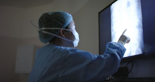 Healthcare Worker Analyzing X-ray Image on Digital Screen - Download Free Stock Images Pikwizard.com