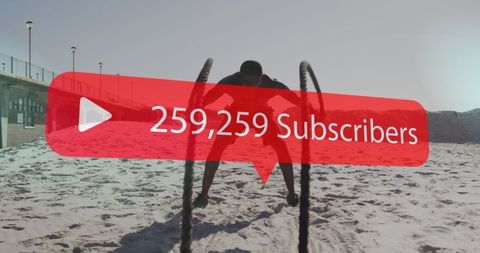 Digital Fitness Growth Concept Over Beach Workout Scene